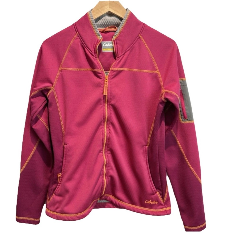 Cabela's Waffle Knit Jacket Pink North Bend Size Small Womens Full Zip